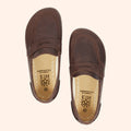 Grounding Shoes Penny Loafer Style with Conductive Copper Rivet Handmade with Natural Charcoal Black Top-Grain Leather and Water Buffalo Leather Soles Slip On Unisex Shown in Top View