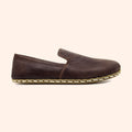 Earthing Shoes Handmade with Cruelty-Free Dark Brown Top-Grain Leather and Water Buffalo Leather Soles Slip Ons Unisex Side View