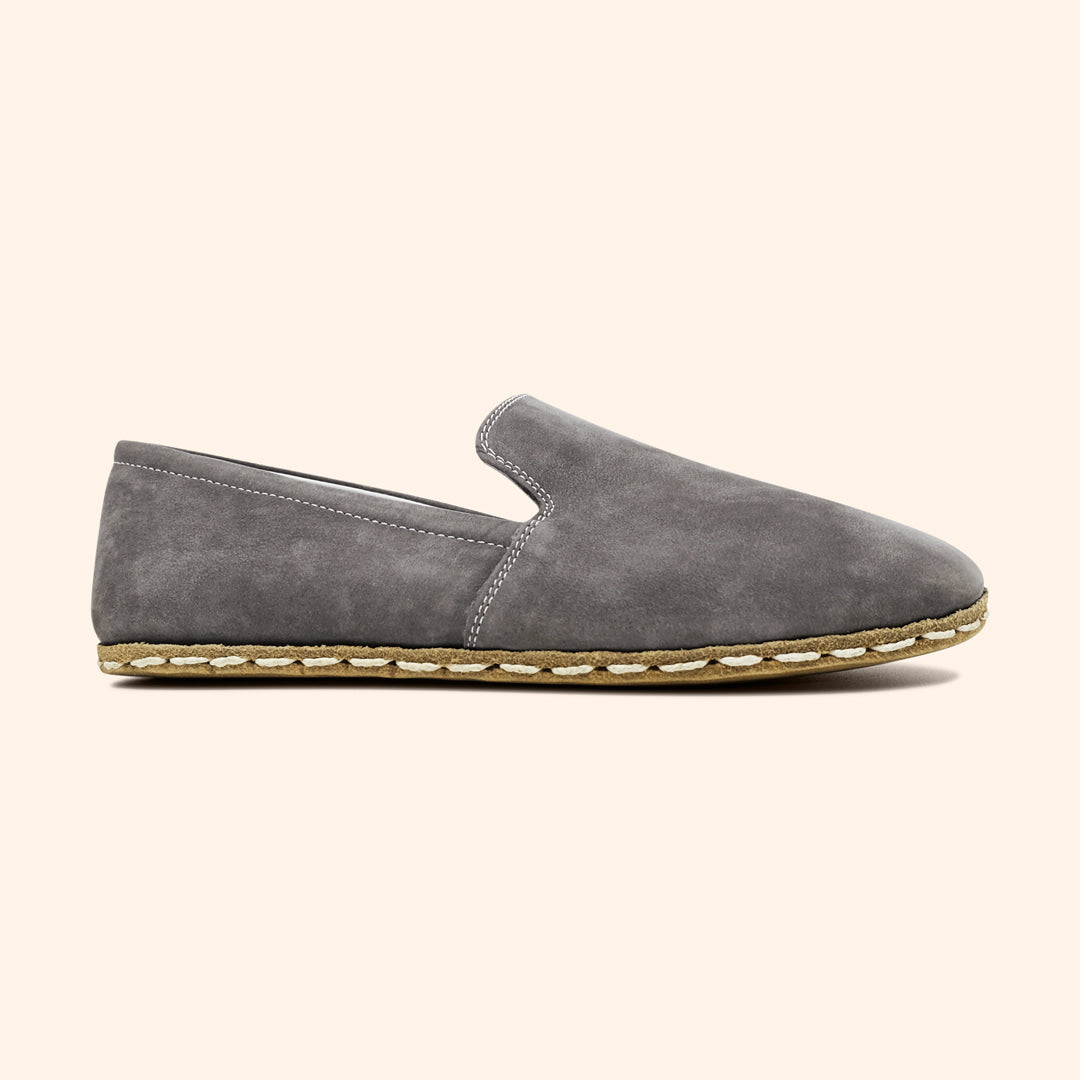 Earthing Shoes Handmade with Cruelty-Free Nubuck Grain Top-Grain Leather and Water Buffalo Leather Soles Slip On Unisex Side View