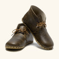 Grounding Lace Up Unisex Boots that are handmade with Natural Dark Brown Top-Grain Leather and Water Buffalo Leather Soles Shown From Front View