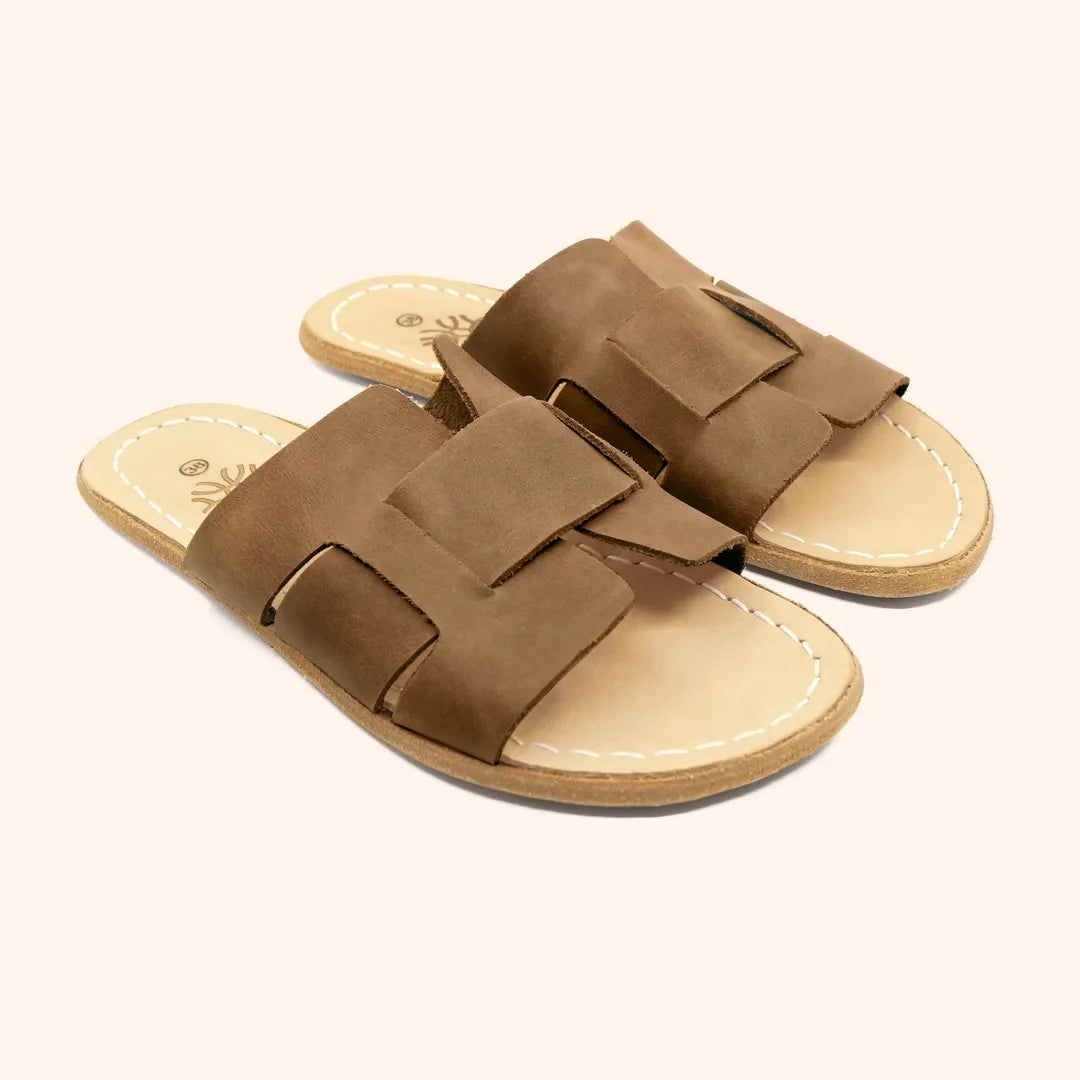 Grounding Barefoot Interwoven Slide-In Sandals for Women