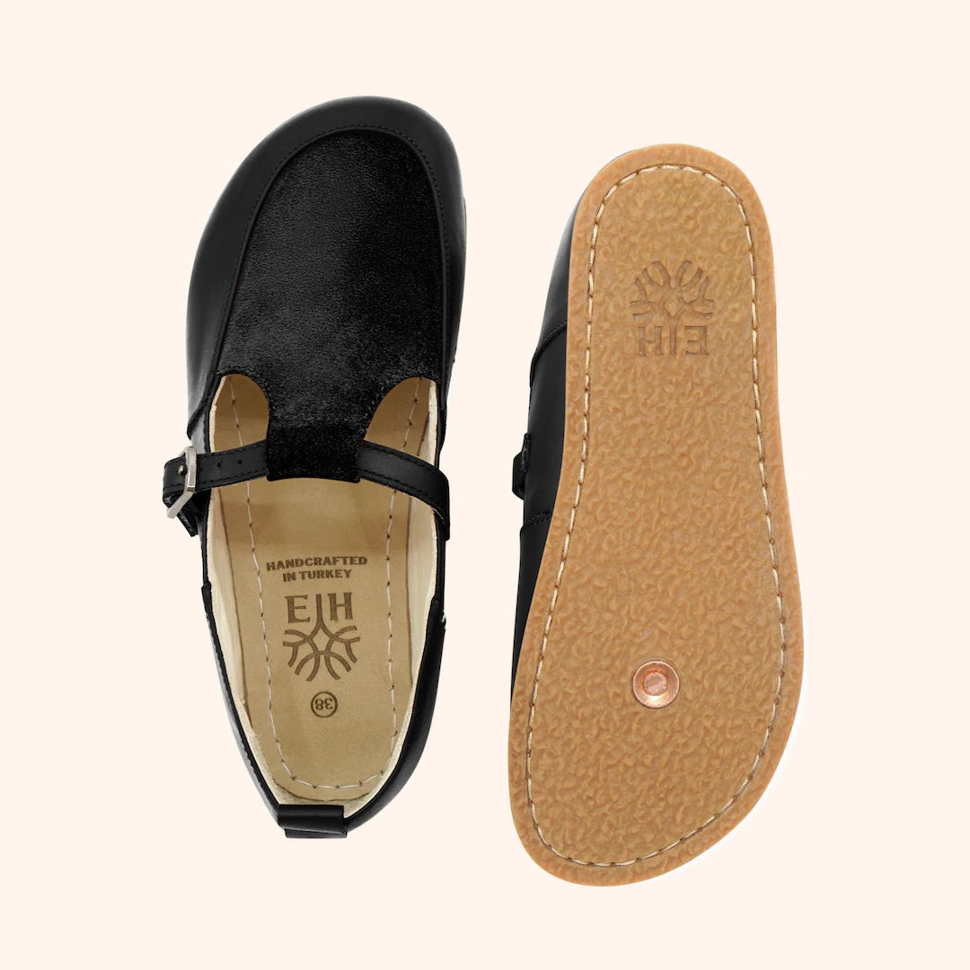 Grounding & Earthing Barefoot T-Strap Flats for Women