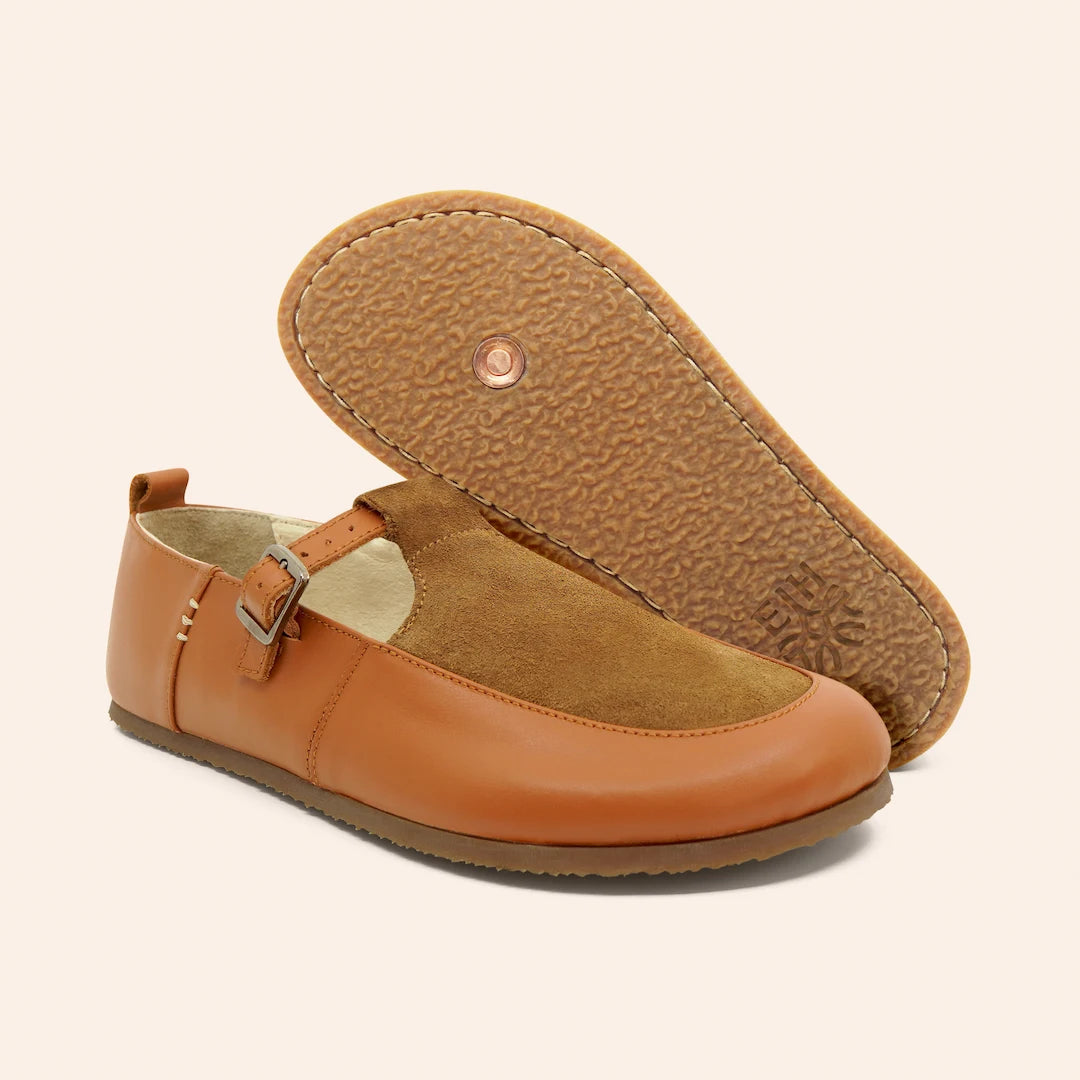 Grounding & Earthing Barefoot T-Strap Flats for Women