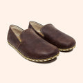 Earthing Shoes Handmade with Cruelty-Free Dark Brown Top-Grain Leather and Water Buffalo Leather Soles Slip Ons Unisex Diagonal View 