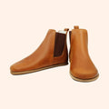 Earthing Chelsea Boots Handmade with Honey Brown Top-Grain Leather and Water Buffalo Leather Soles Unisex Front View