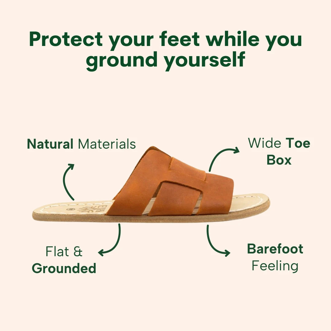 Grounding Barefoot Interwoven Slide-In Sandals for Women