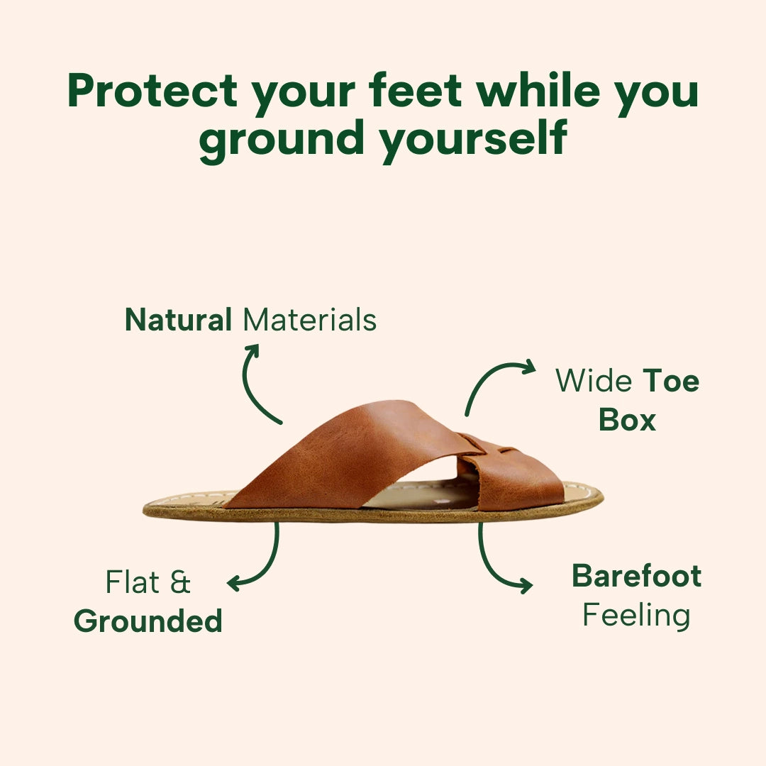 Grounding & Earthing Barefoot Crossover Slide-In Sandals for Women