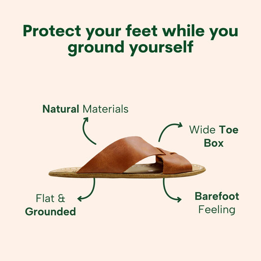 Grounding & Earthing Barefoot Crossover Slide-In Sandals for Women