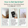 How to set up and simply use grounding sheets infographic from earthing harmony