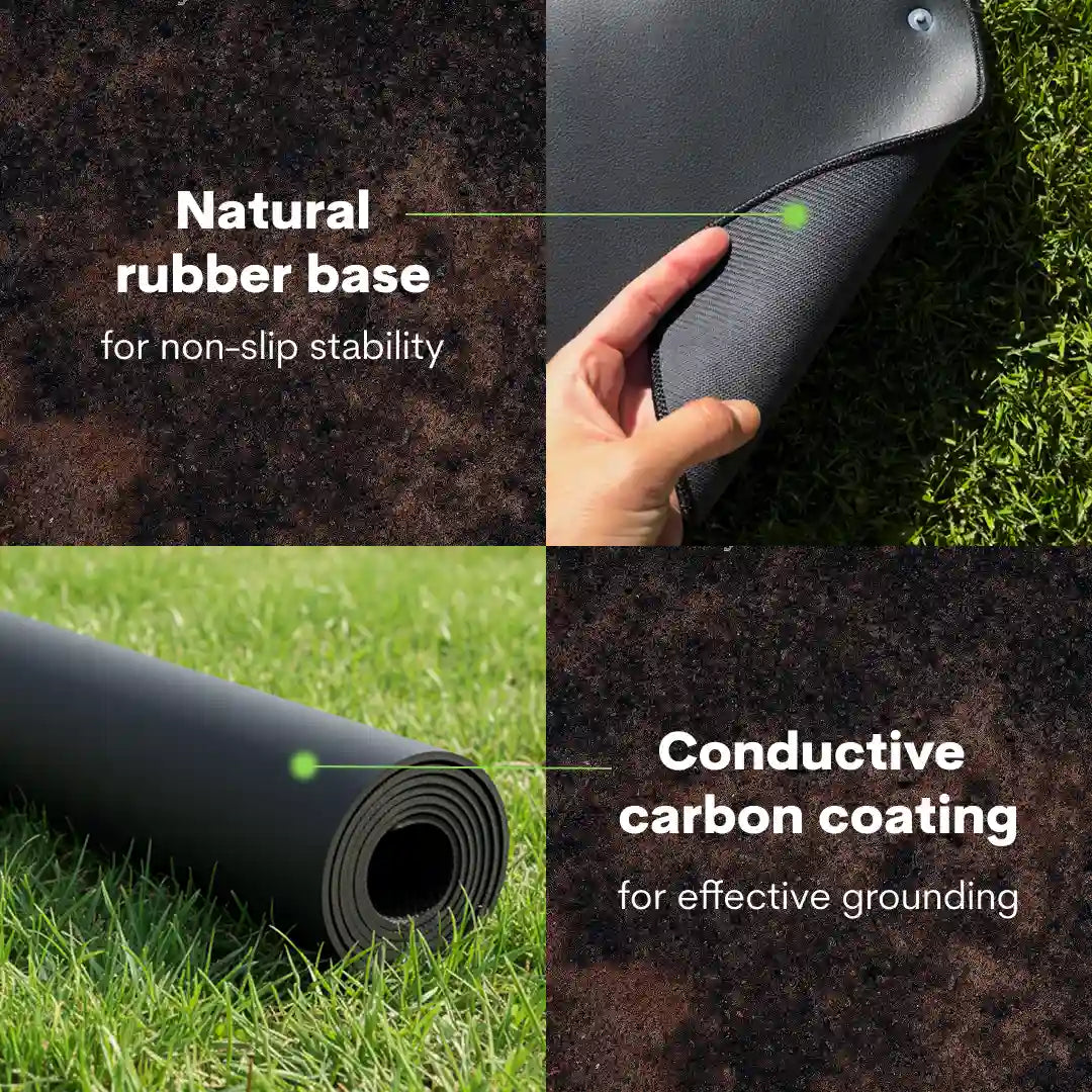 Grounding Mat 13" X 29" - Earthing Mat For Desk, Sleep, Or Yoga With Tester Pen