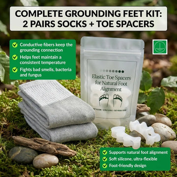 Complete Grounding Feet Kit, 2 Pairs of Grounding Socks + FREE Toe Separators