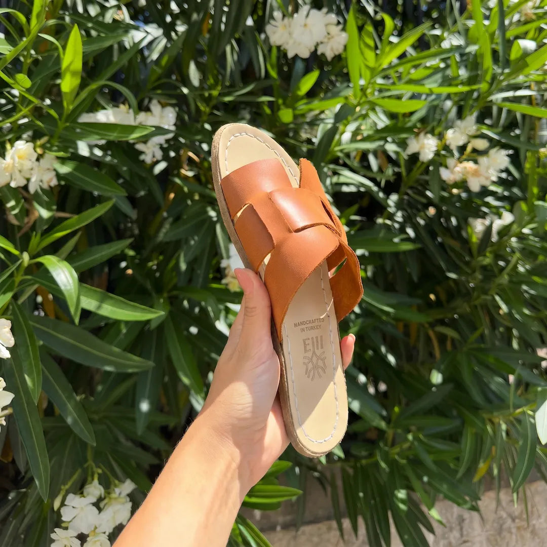 Grounding Barefoot Interwoven Slide-In Sandals for Women